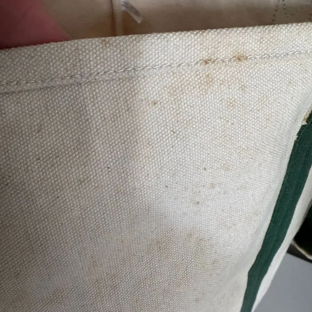 Vintage Large Cotton Canvas Boat And Tote Style Bag Green White